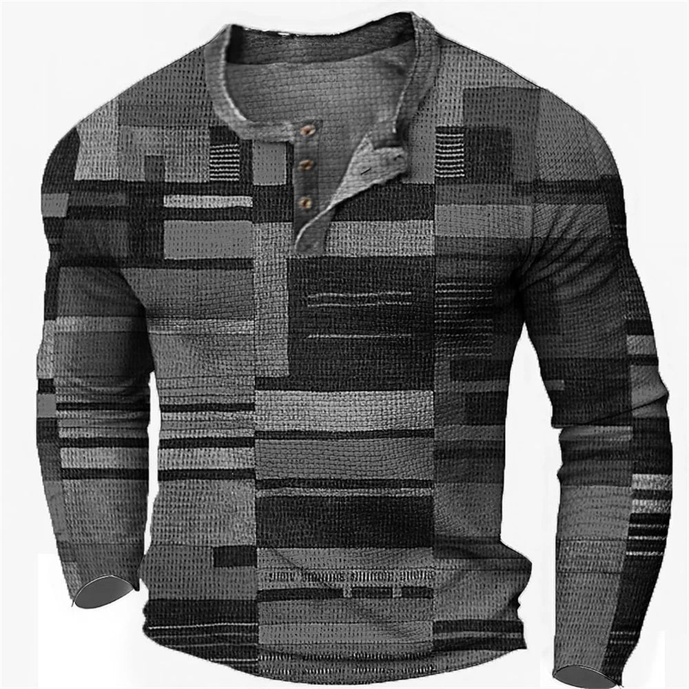 Jon – Men's Color Block Graphic Henley Shirt