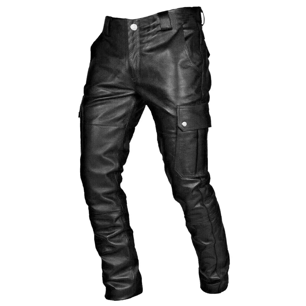 Norman – Men's Skinny Vegan Leather High Waist Motorcycle Pants