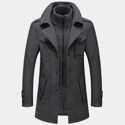 Francis – Casual Men's Overcoat with Zipper and Buttons