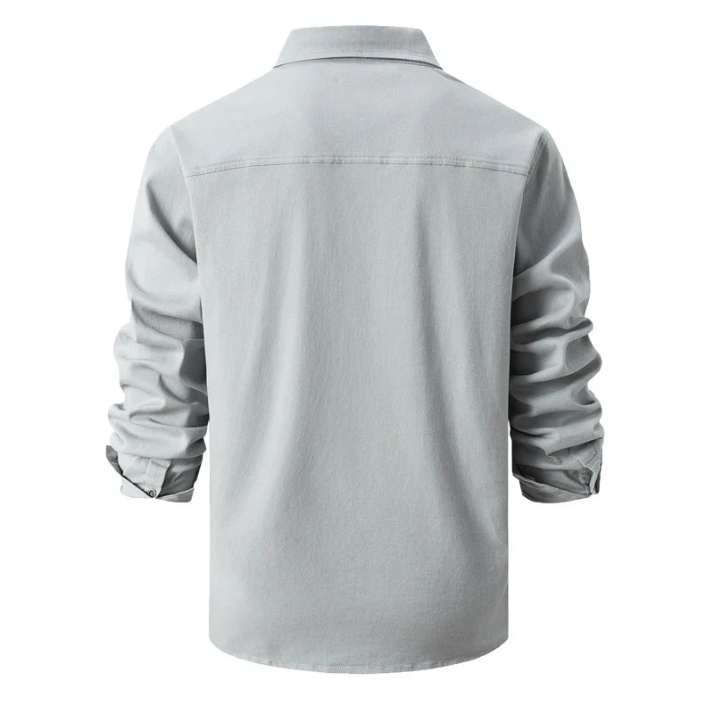 Dylan – Men's Cotton Long-Sleeve Shirt with Dual Chest Pockets