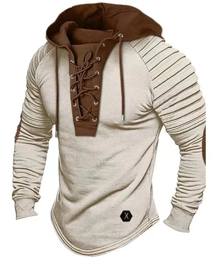 Harvey – Men's Slim-Fit Hooded Lace-Up Long Sleeve T-shirt