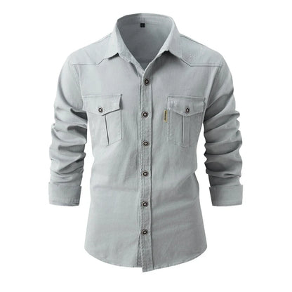 Dylan – Men's Cotton Long-Sleeve Shirt with Dual Chest Pockets