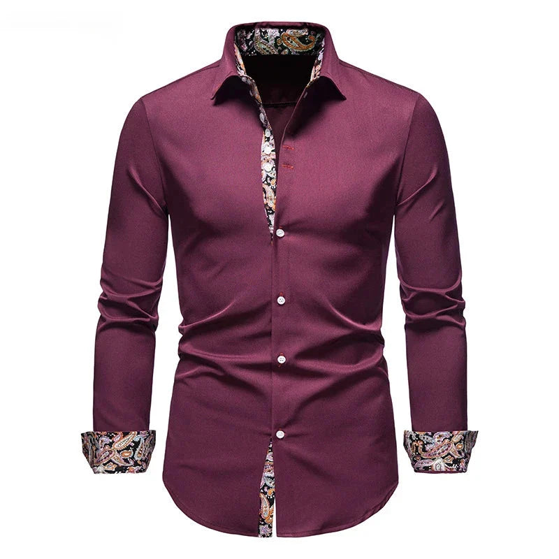 Guy – Slim Fit Paisley Print Long Sleeve Shirt