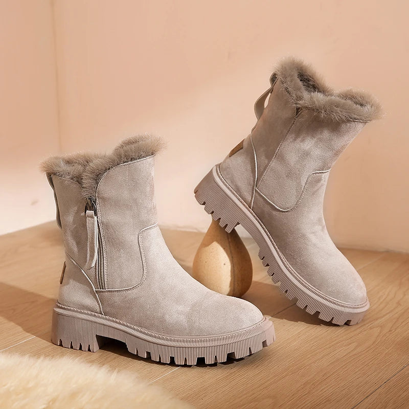 Ann – Women's Mid-Tube Snow Boots with Plush Velvet