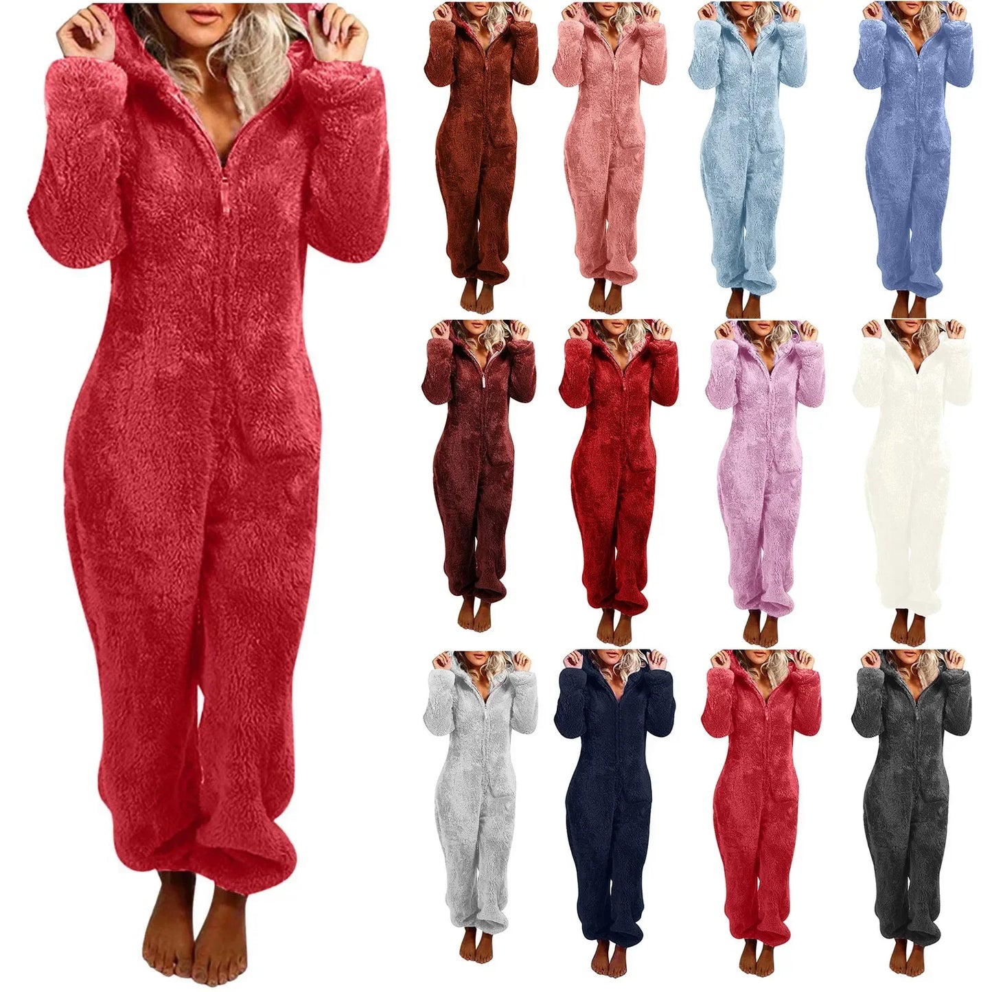 Deborah – Cozy & Elegant Women's Hooded Onesie Pajamas