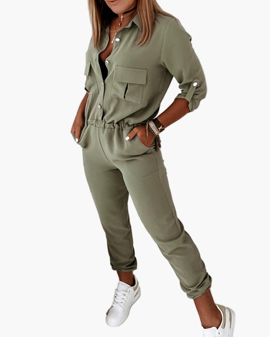 Women's Casual Utility Jumpsuit - Relaxed Fit Everyday Style