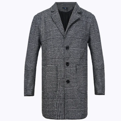 Felix – Men's Wool Coat with Striped Turndown Collar