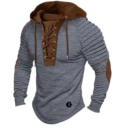 Harvey – Men's Slim-Fit Hooded Lace-Up Long Sleeve T-shirt