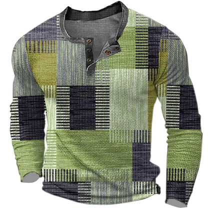 Jon – Men's Color Block Graphic Henley Shirt