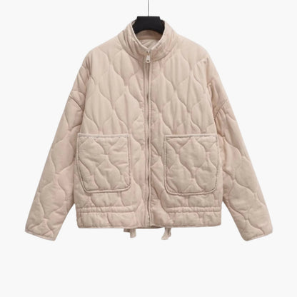 Women's Quilted Oversized Puffer Jacket with Pockets and Zipper – Winter 2024 Trend