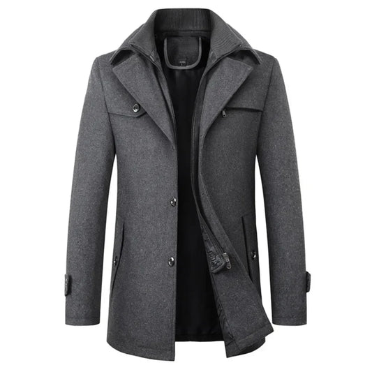 Lawrence – Men's Wool Blend Double-Collar Overcoat