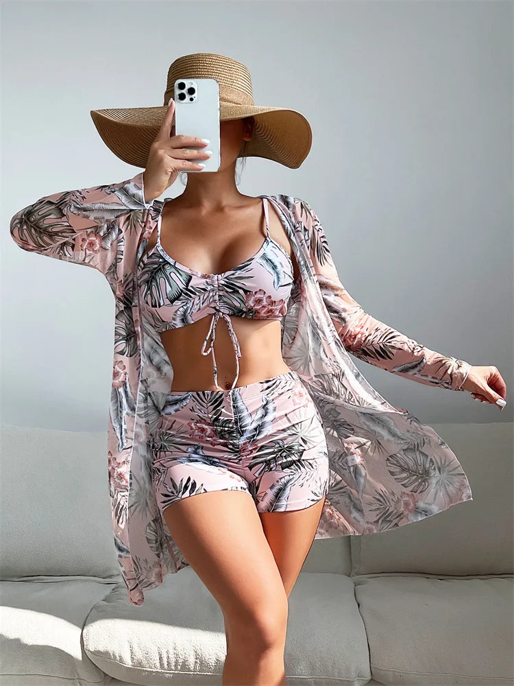 Marie – Women's High-Waisted Bikini with Long Sleeves