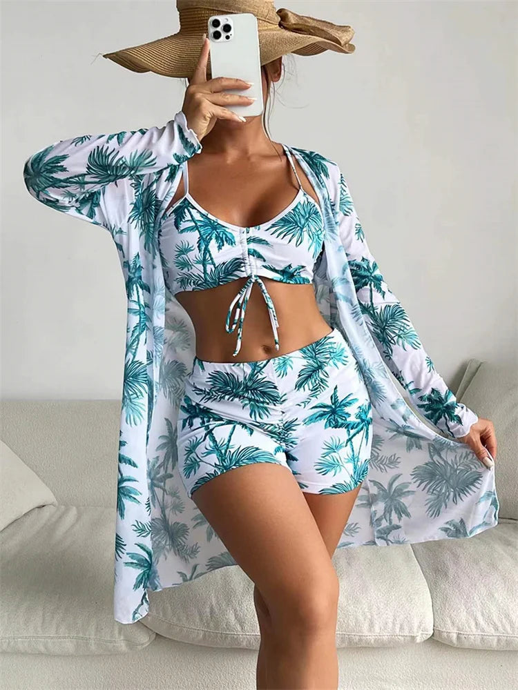 Marie – Women's High-Waisted Bikini with Long Sleeves