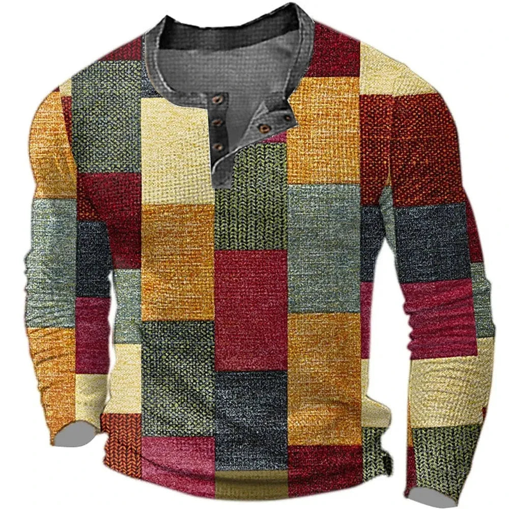 Jon – Men's Color Block Graphic Henley Shirt