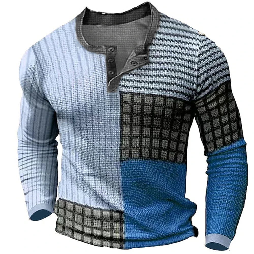 Jon – Men's Color Block Graphic Henley Shirt