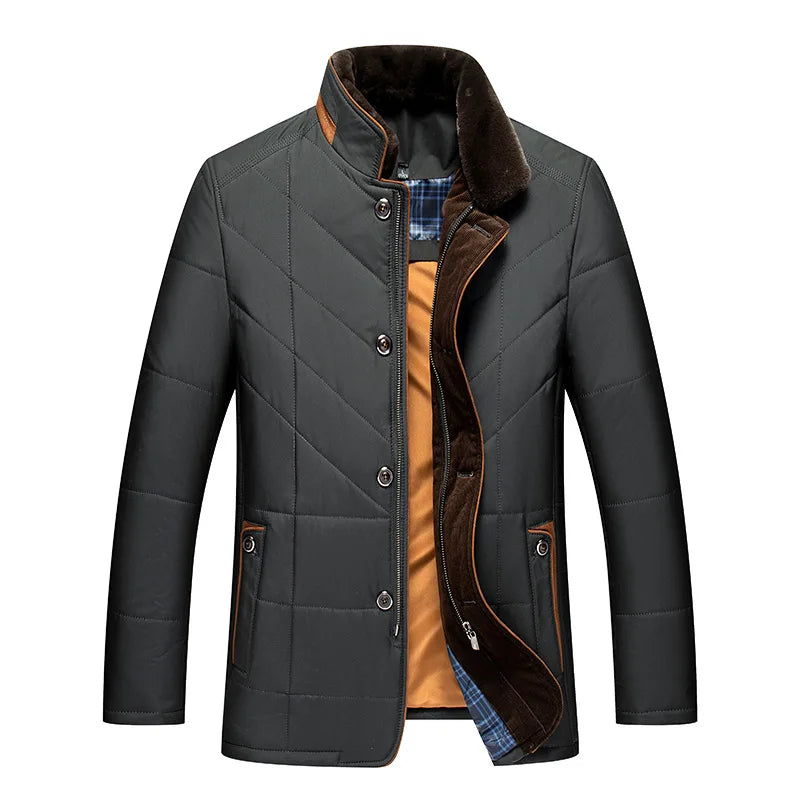 Rowan – Men's Quilted Winter Jacket with Stand Collar