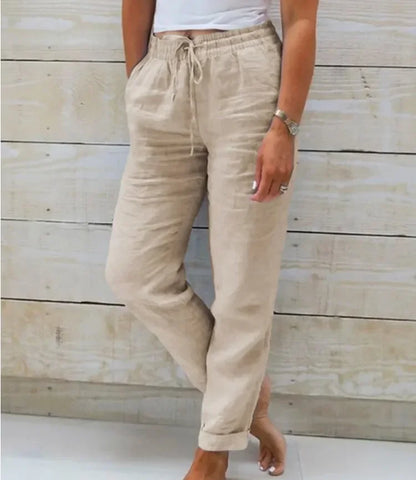 Amy – Women's High-Waist Cotton-Linen Summer Pants