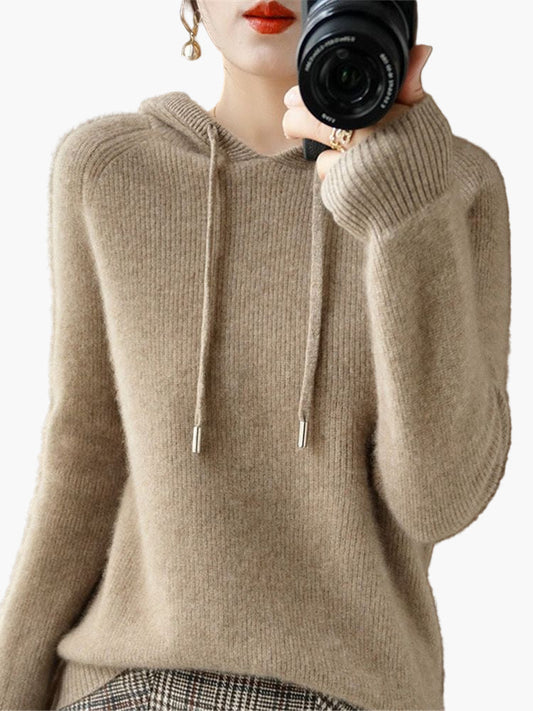 Women's Hooded Knit Pullover Sweater Casual Long Sleeve Cardigan