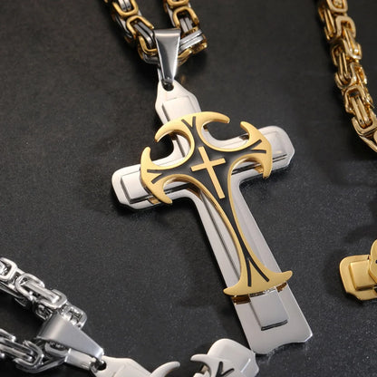 Simon – Men's Golden Byzantine Cross Pendant