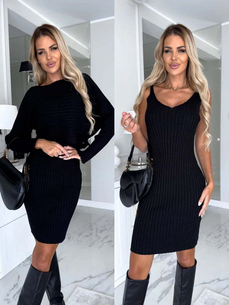 Jasmine – Elegant Two-Piece Dress and Sweater Set