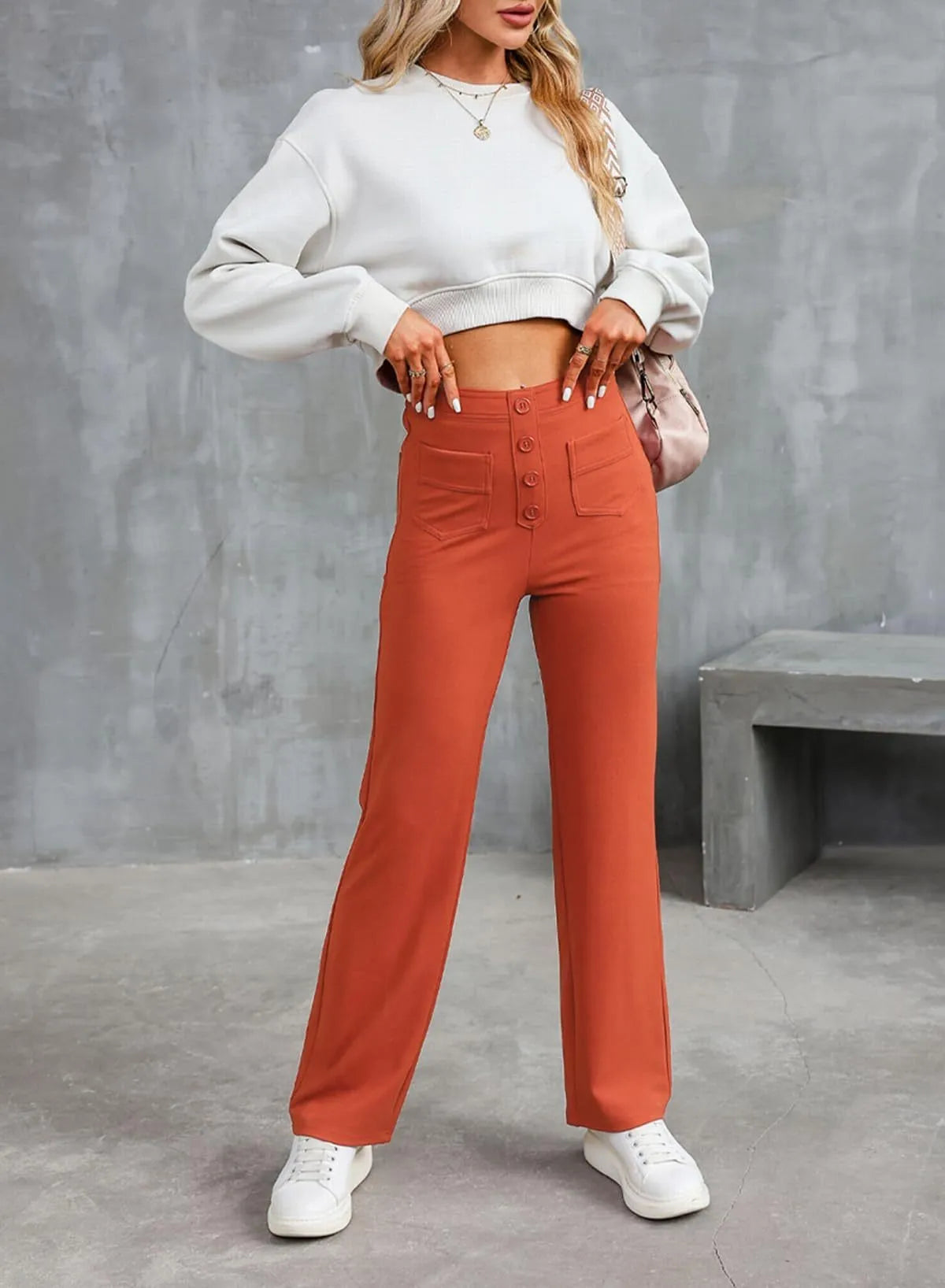 Marie – Women's High-waisted Straight-leg Pants