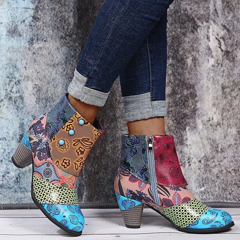 Kathleen – Vintage Bohemian Vegan Leather Ankle Boots