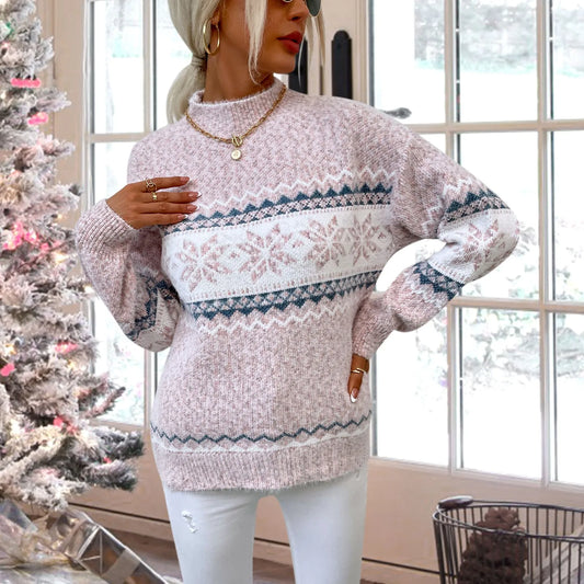 Heidi – Women's Vintage Snowflake Turtleneck Sweater