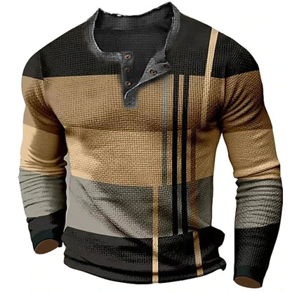 Jon – Men's Color Block Graphic Henley Shirt