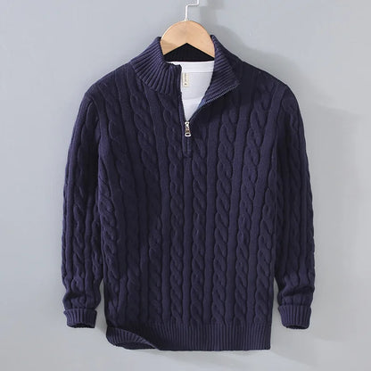 Douglas – Men's Thick Knit Pullover with Half-Zip