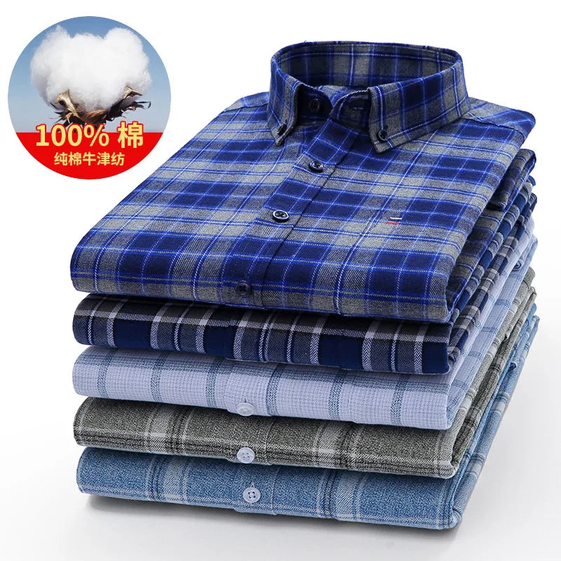 Martin – Men's Non-Iron Checked Wool Cotton Shirt