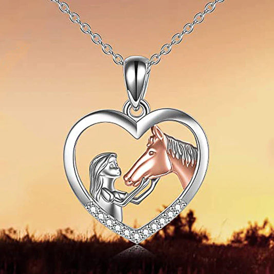 Louise – Women's Friendship Necklace with Girl and Horse Pendant