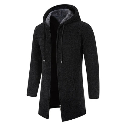 Lionel – Men's Hooded Long Coat with Fleece Hood