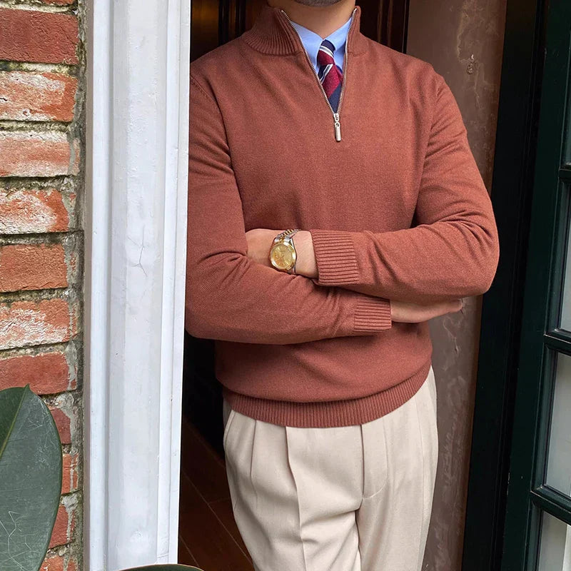Men's Half-Zip Pullover Sweater – Modern Business Casual Style