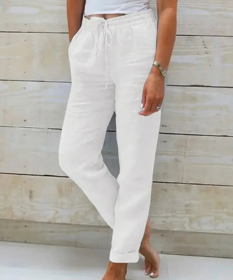 Amy – Women's High-Waist Cotton-Linen Summer Pants