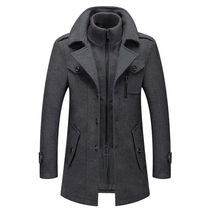 Francis – Casual Men's Overcoat with Zipper and Buttons