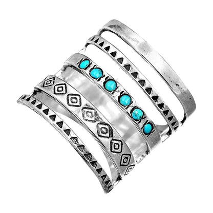 Michelle – Women's Bohemian Multi-Band Ring with Turquoise Accents