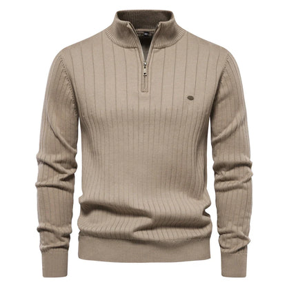 Alan – Men's High-Quality Cotton Turtleneck with Zipper