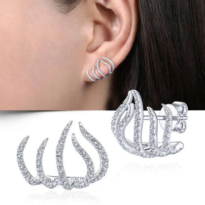 Imogen – Women's Elegant Triple Hoop Earrings with Cubic Zirconia Accents