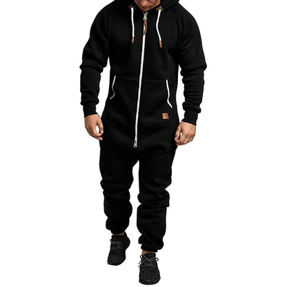 Danny – Men's Hooded Fleece Jumpsuit with Kangaroo Pockets