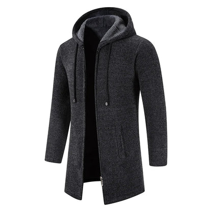 Lionel – Men's Hooded Long Coat with Fleece Hood