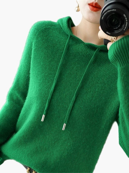 Women's Hooded Knit Pullover Sweater Casual Long Sleeve Cardigan