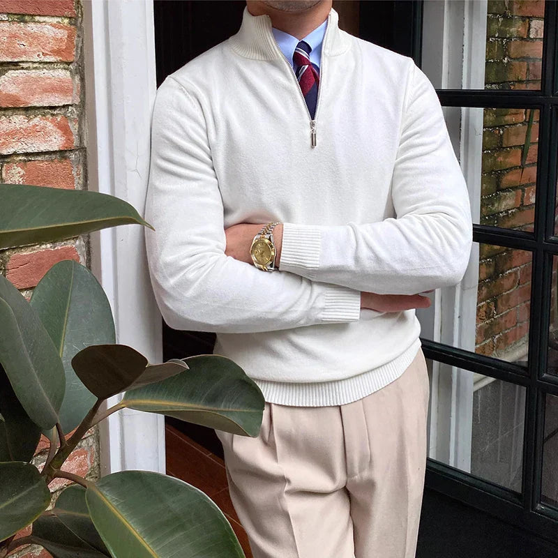 Men's Half-Zip Pullover Sweater – Modern Business Casual Style