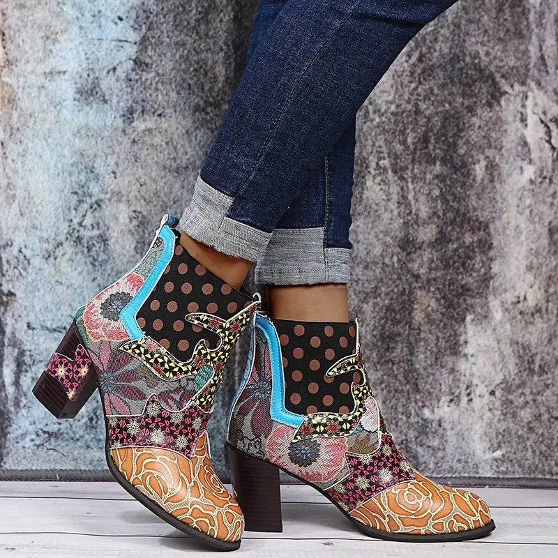 Kathleen – Vintage Bohemian Vegan Leather Ankle Boots