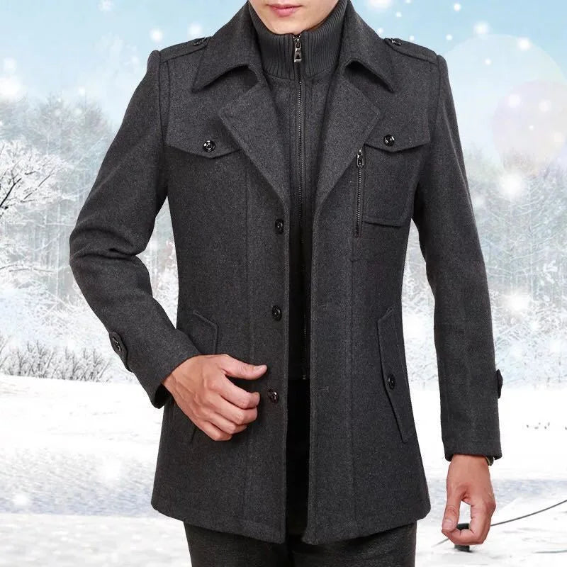 Francis – Casual Men's Overcoat with Zipper and Buttons