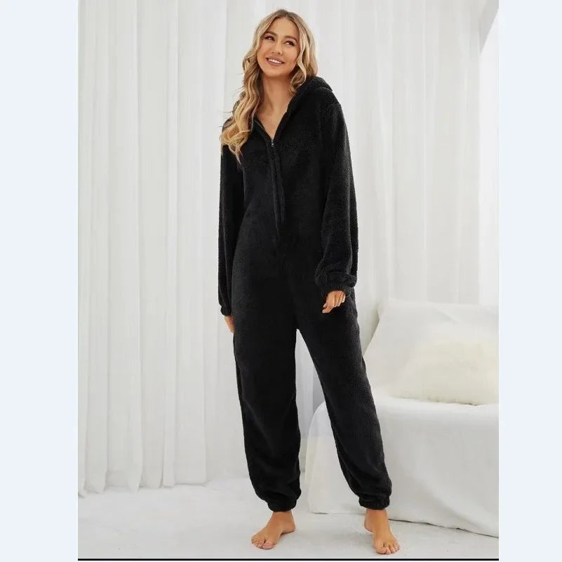 Deborah – Cozy & Elegant Women's Hooded Onesie Pajamas