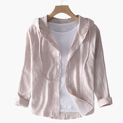 Women's Lightweight Hooded Button-Up Casual Shirt - Relaxed Fit, Everyday Comfort, Versatile Style
