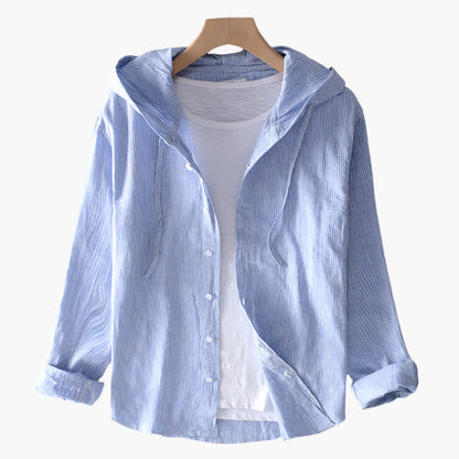 Women's Lightweight Hooded Button-Up Casual Shirt - Relaxed Fit, Everyday Comfort, Versatile Style