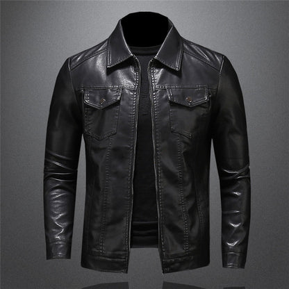 Men's Classic Faux Leather Jacket – Timeless Elegant Style for Casual and Formal Occasions