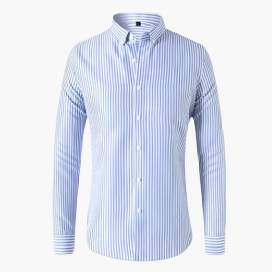 Men's Classic Striped Button-Down Long Sleeve Dress Shirt – Formal & Business Casual