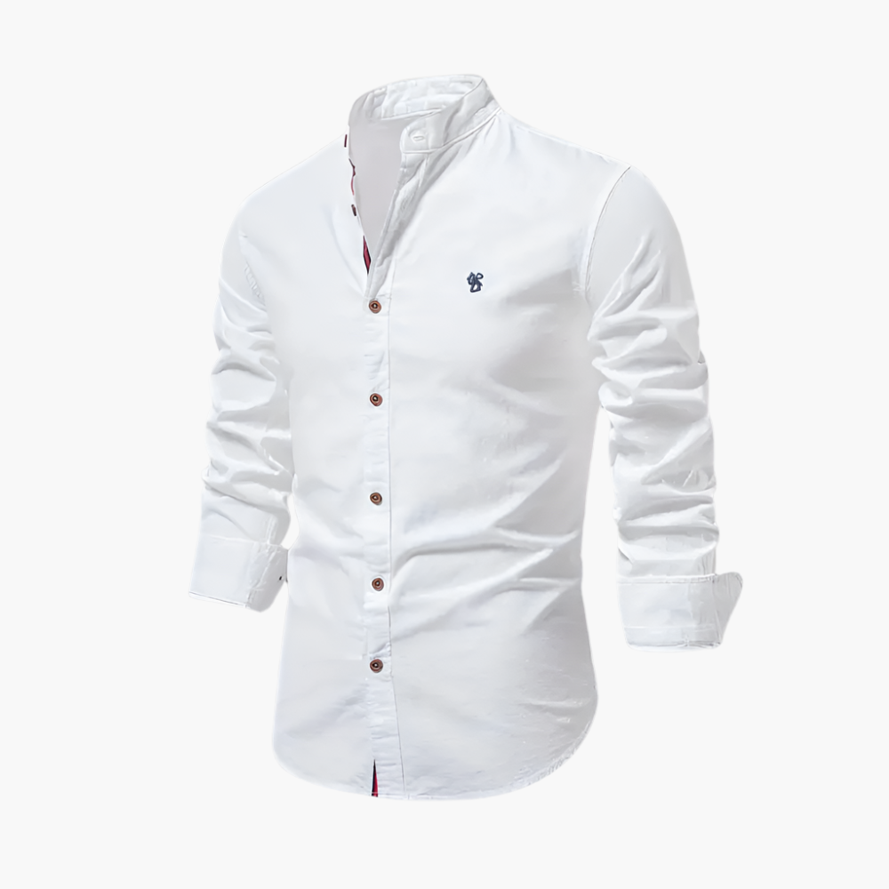 Men's Casual Long Sleeve Stand Collar Shirt – Modern Slim Fit Everyday Style